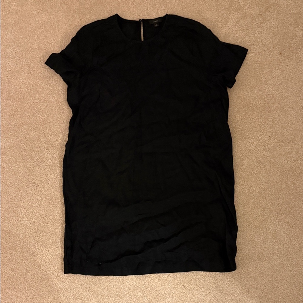 J. Crew Mini 100% Linen Black Short Sleeve Dress - Picture 3 of 7